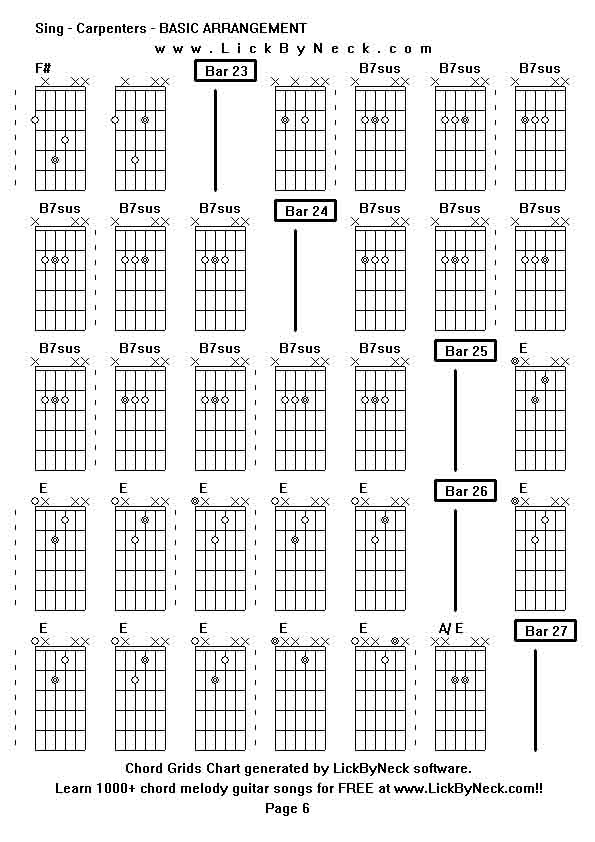 Chord Grids Chart of chord melody fingerstyle guitar song-Sing - Carpenters - BASIC ARRANGEMENT,generated by LickByNeck software.